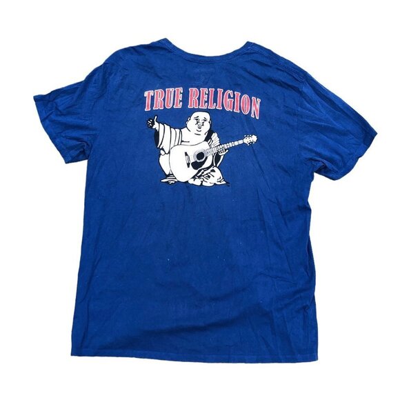 Vintage True Religion Shirt BUDHA LOGO CREW Blue XXXL - Picture 1 of 8
